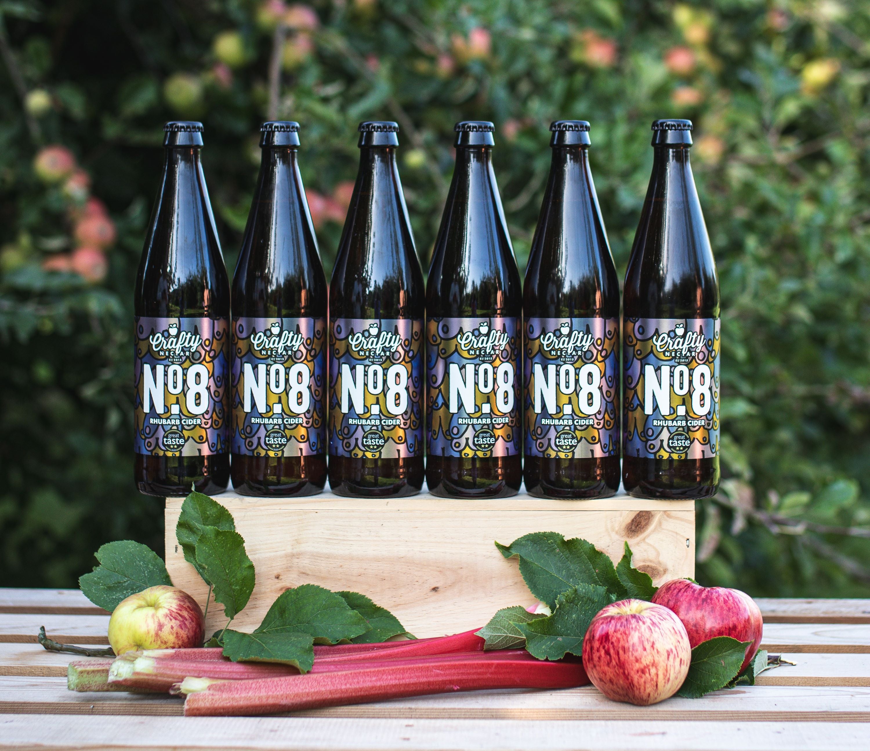 Crafty Nectar 8 Rhubarb Cider 500ml - 24 X 500ml Bottle - Cider Gifts - Crafty Nectar Cider Co