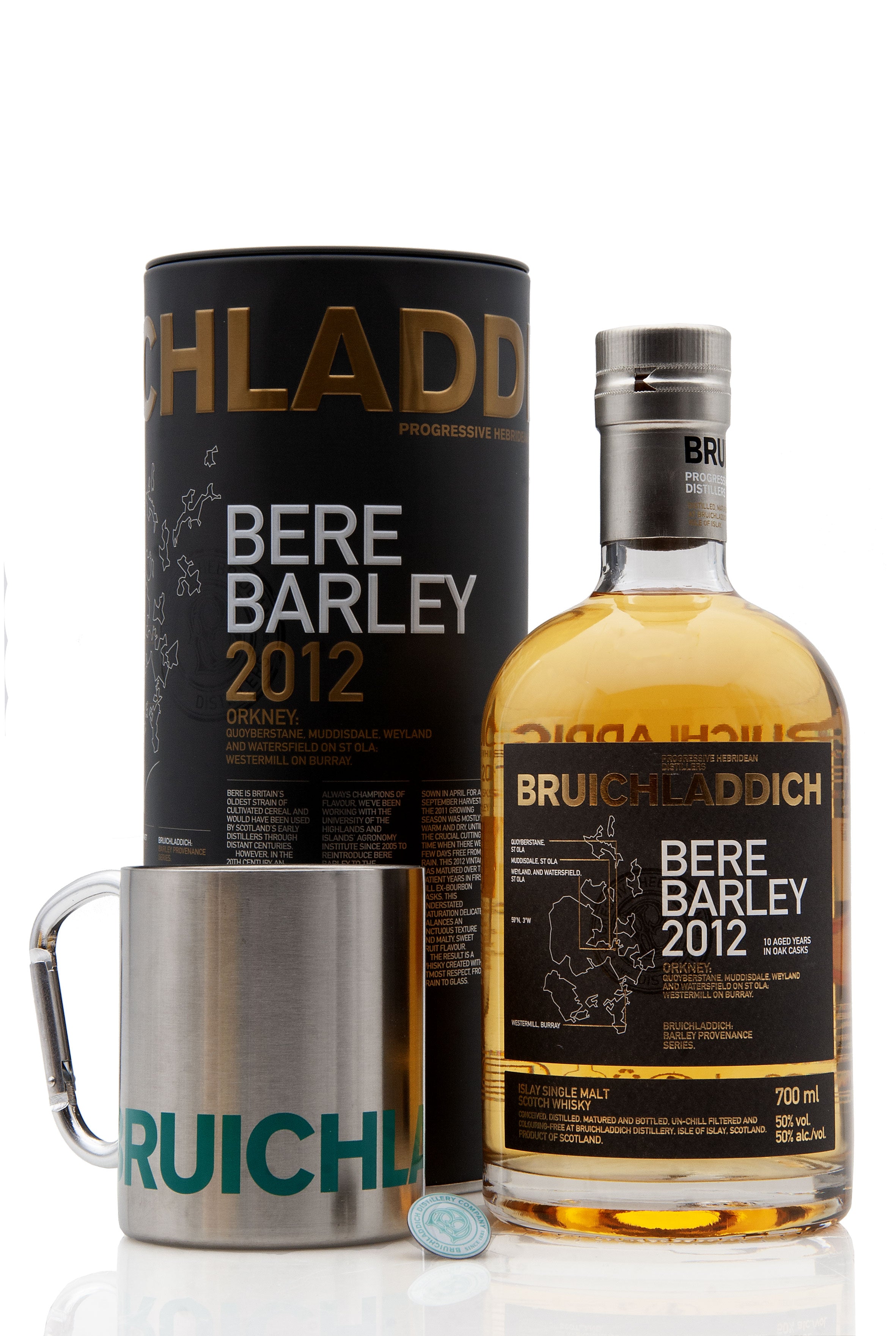 Bruichladdich Bere Barley 2012 With Branded Camping MugandPin